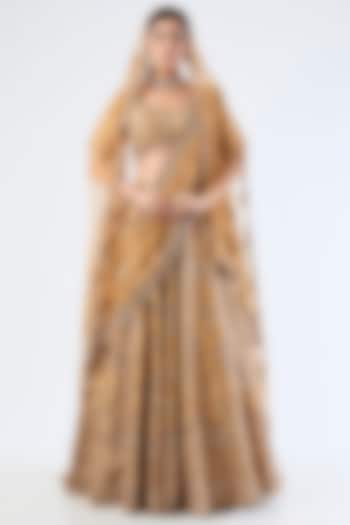 Golden Tissue Embroidered Bridal Lehenga Set by Dolly J at Pernia's Pop Up Shop