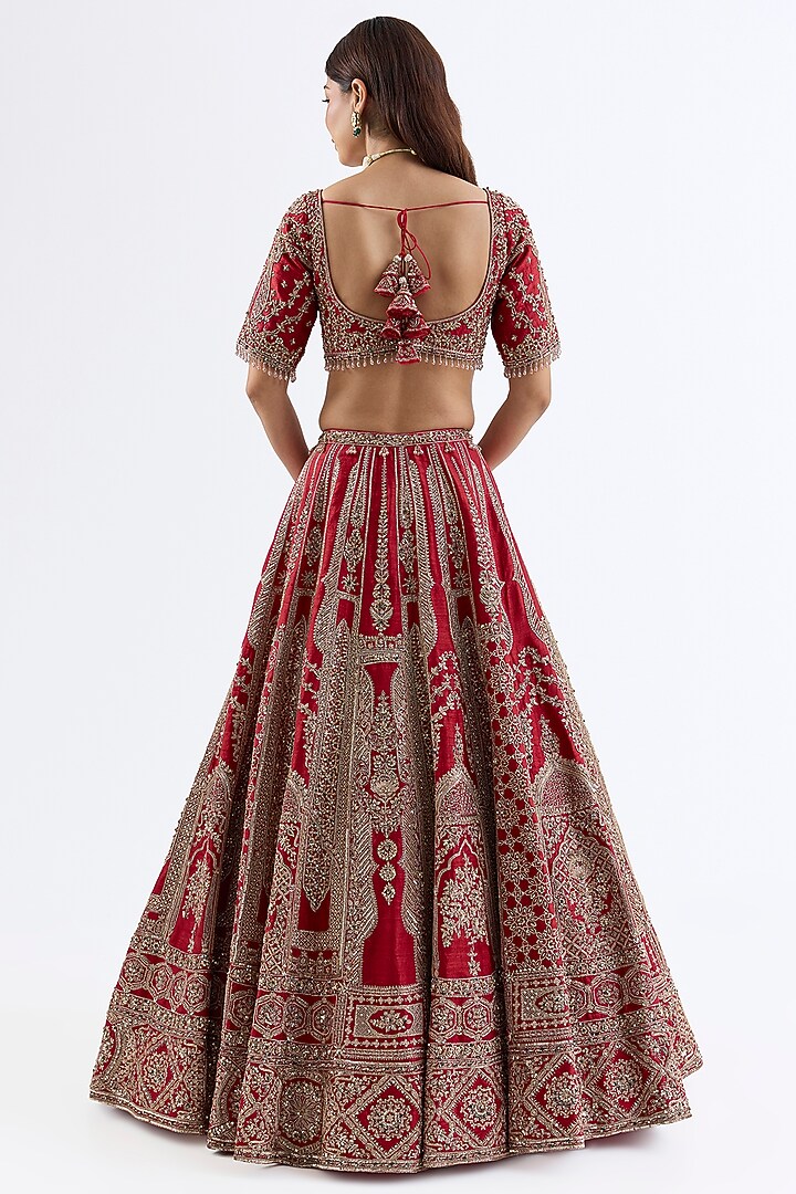 Blush Bloom Raw Silk Zardosi Embroidered Bridal Lehenga Set by Dolly J at Pernia's Pop Up Shop