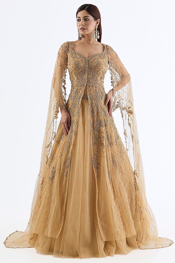 Gold Chiffon Skirt Set by Dolly J at Pernia's Pop Up Shop