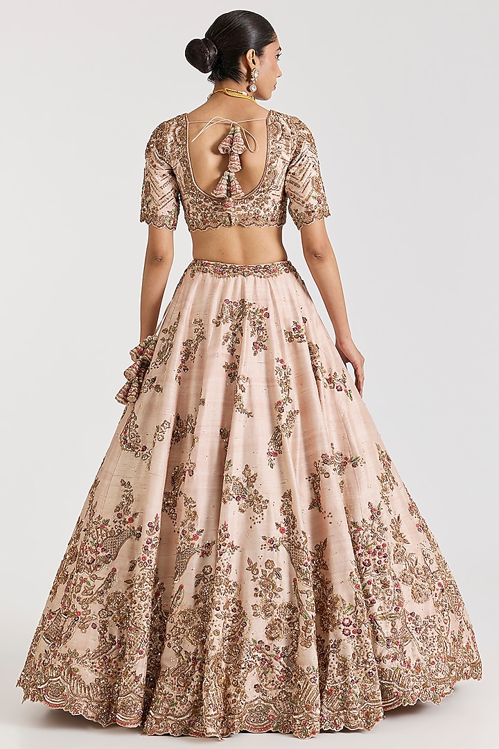 Ivory Raw Silk Embroidered Bridal Lehenga Set by Dolly J at Pernia's Pop Up Shop