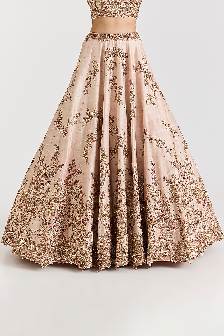 Ivory Raw Silk Embroidered Bridal Lehenga Set by Dolly J at Pernia's Pop Up Shop