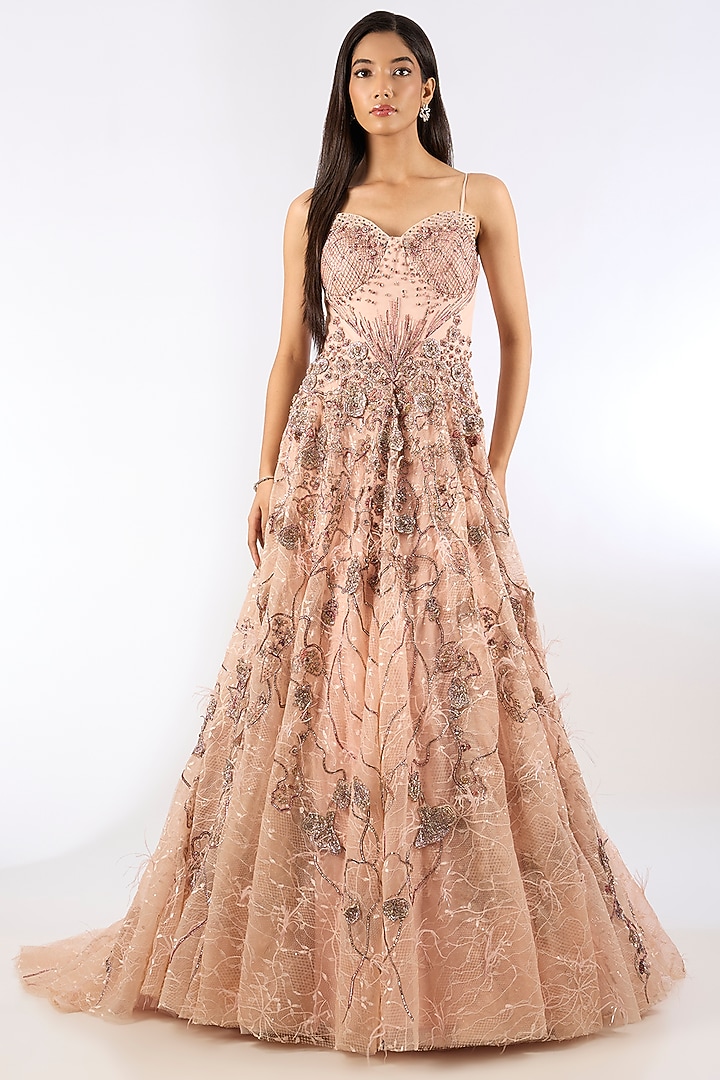 Pastel Pink Jacquard Bridal Gown by Dolly J at Pernia's Pop Up Shop