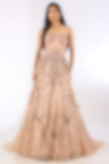 Champagne Jacquard Bridal Gown by Dolly J at Pernia's Pop Up Shop