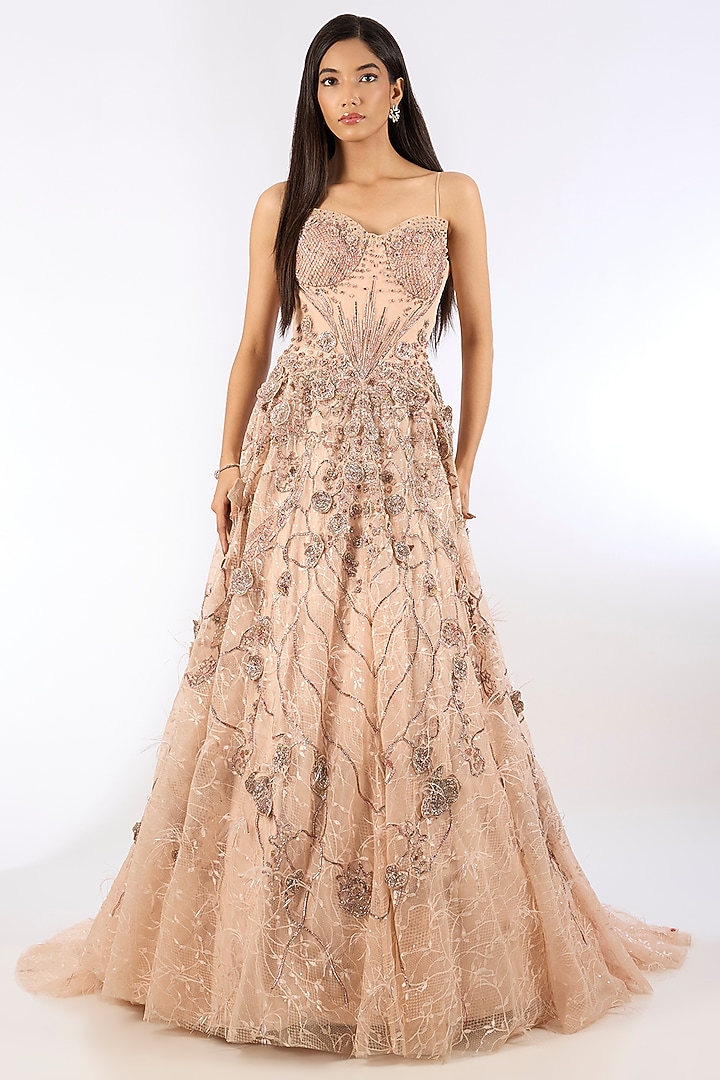 Champagne Jacquard Bridal Gown by Dolly J at Pernia's Pop Up Shop