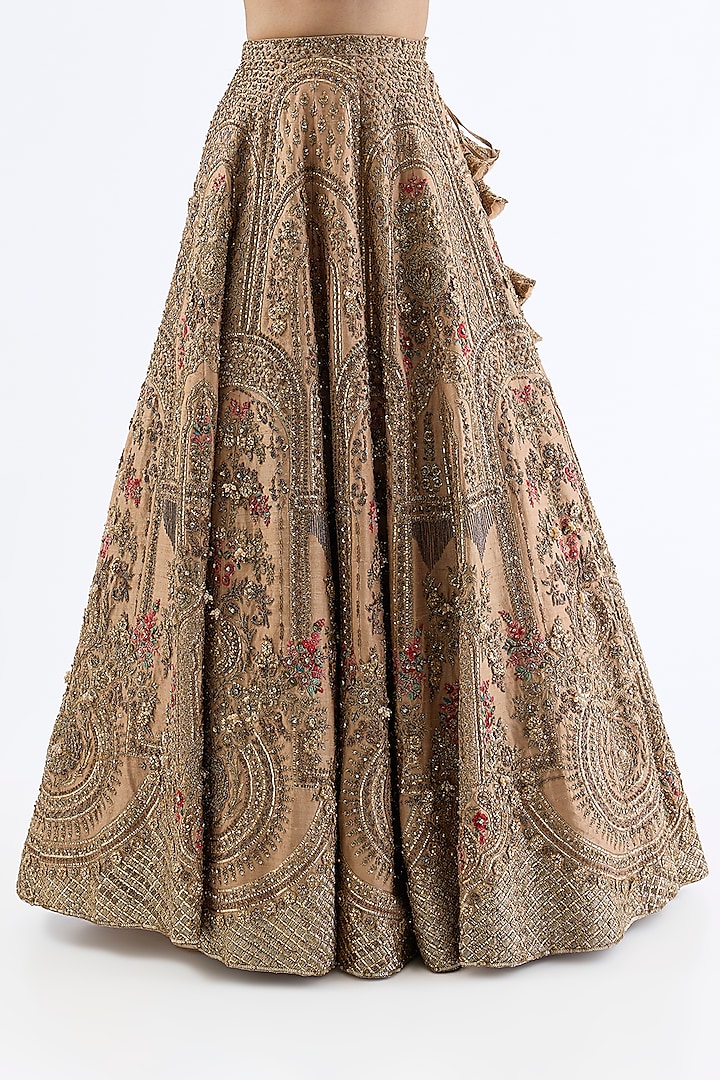Gold Silk Tissue Bridal Lehenga Set by Dolly J at Pernia's Pop Up Shop