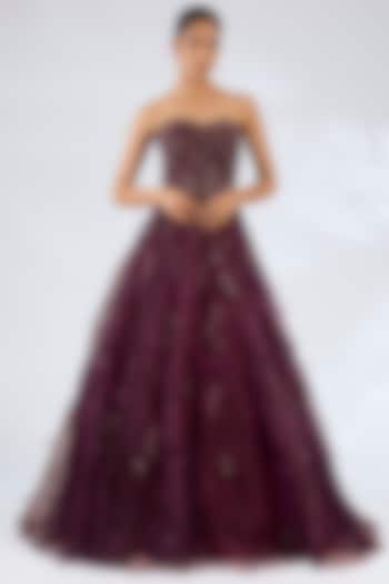 Maroon Organza Wedding Gown by Dolly J at Pernia's Pop Up Shop