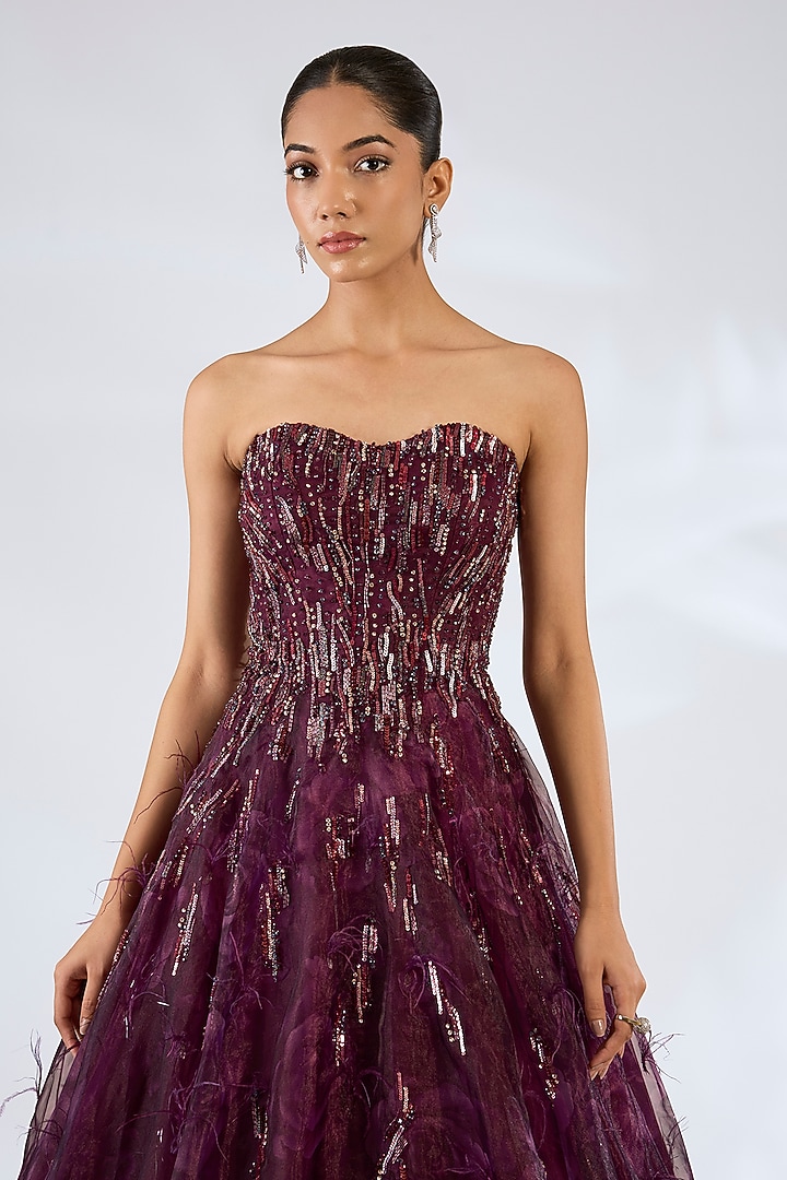 Maroon Organza Wedding Gown by Dolly J at Pernia's Pop Up Shop