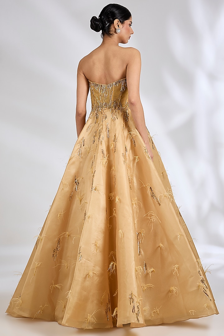 Gold Thick Organza Wedding Gown by Dolly J at Pernia's Pop Up Shop