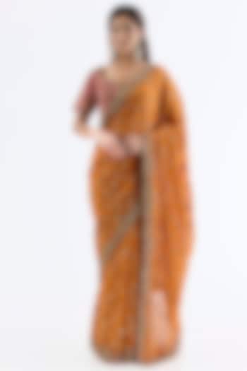 Orange Chiffon Bridal Saree Set by Dolly J at Pernia's Pop Up Shop