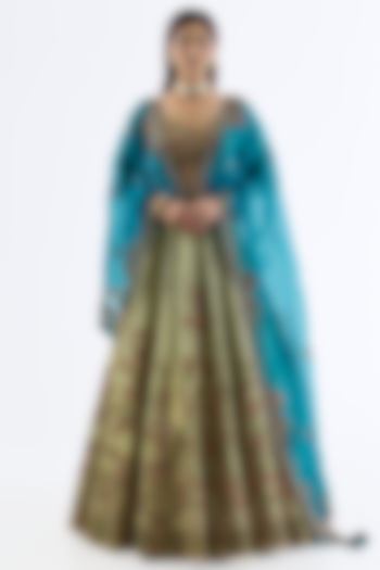 Green Tissue Dori Embroidered Bridal Lehenga Set by Dolly J at Pernia's Pop Up Shop