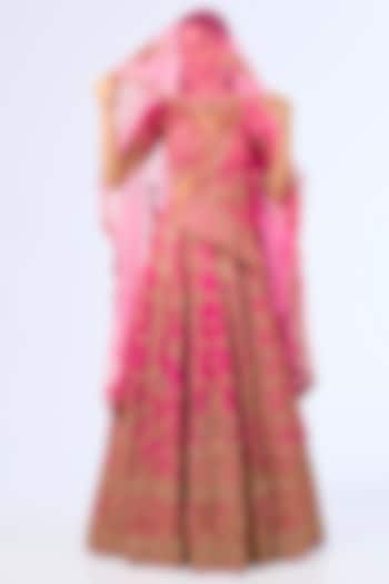 Deep Fuchsia Silk Embroidered Bridal Lehenga Set by Dolly J at Pernia's Pop Up Shop