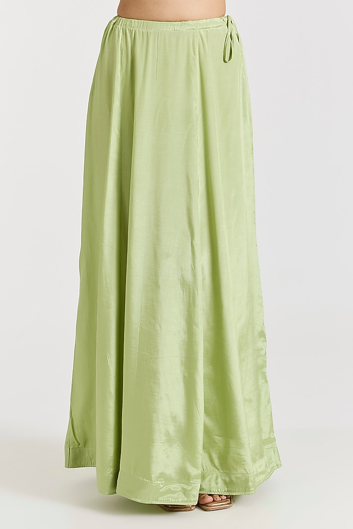 Pista Green Chikankari Thread & Metallic Hand Embroidered Kalidar Draped Bridal Saree Set by Dolly J at Pernia's Pop Up Shop