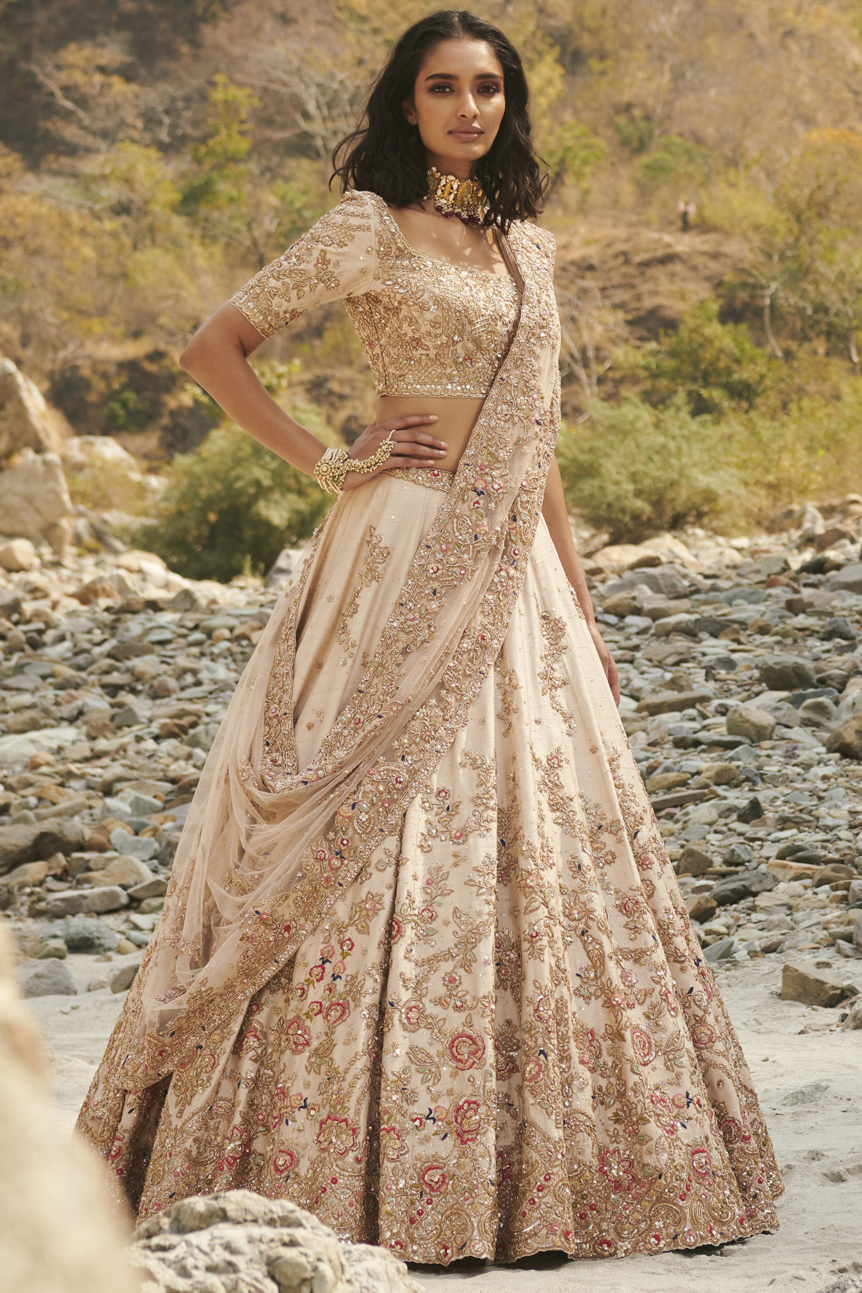 Peach Color Designer Lehenga Choli With Designer Dupatta :: ANOKHI FASHION