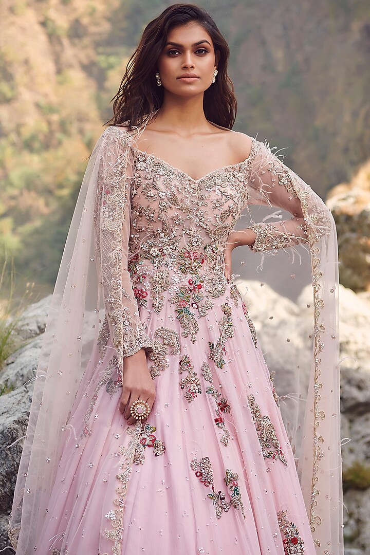 Pink Embroidered Kurta Set by Dolly J at Pernia's Pop Up Shop