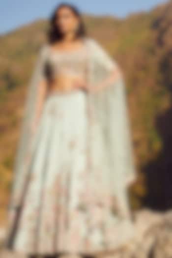 Mint Green Embroidered Bridal Lehenga Set by Dolly J at Pernia's Pop Up Shop
