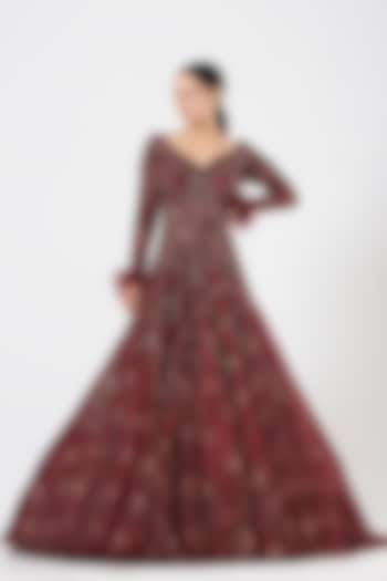 Plum Embroidered Bridal Gown by Dolly J at Pernia's Pop Up Shop