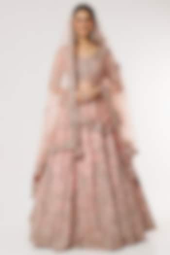 Blush Pink Hand Embroidered Bridal Lehenga Set by Dolly J at Pernia's Pop Up Shop