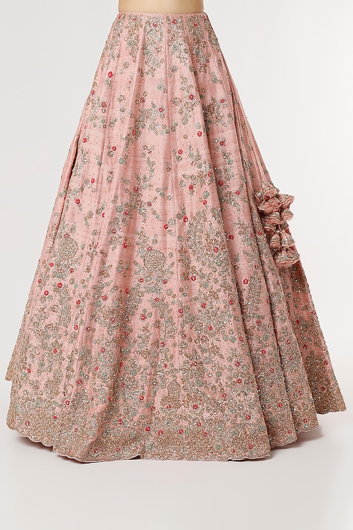 Blush Pink Hand Embroidered Bridal Lehenga Set by Dolly J at Pernia's Pop Up Shop