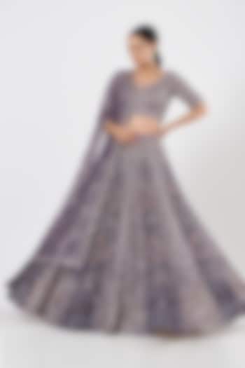 Lavender Hand Embroidered Bridal Lehenga Set by Dolly J at Pernia's Pop Up Shop