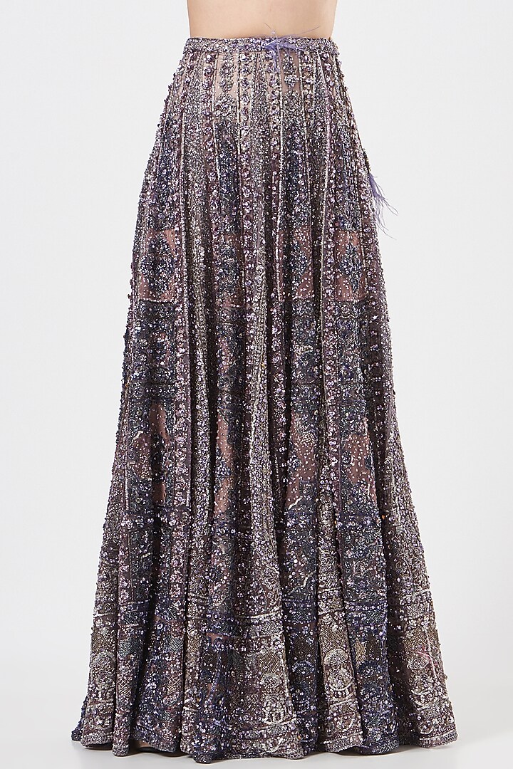 Lavender Hand Embroidered Bridal Lehenga Set by Dolly J at Pernia's Pop Up Shop