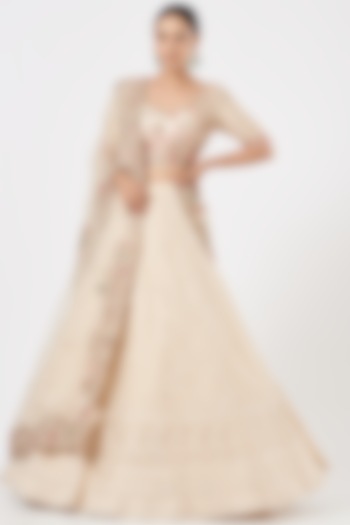 Nude Bridal Lehenga Set With Hand Embroidery by Dolly J at Pernia's Pop Up Shop