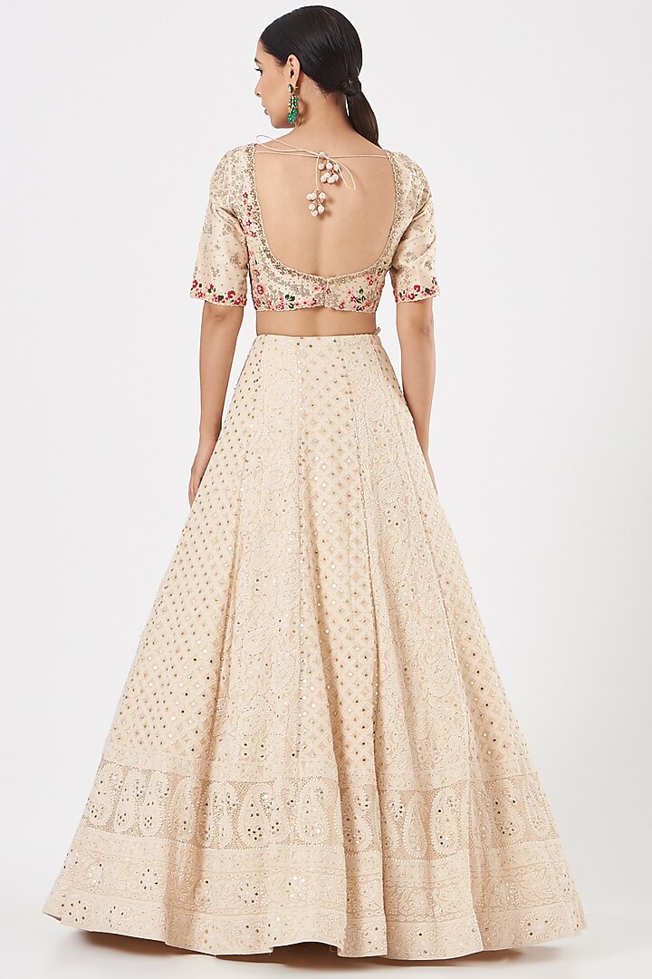 Nude Bridal Lehenga Set With Hand Embroidery by Dolly J at Pernia's Pop Up Shop