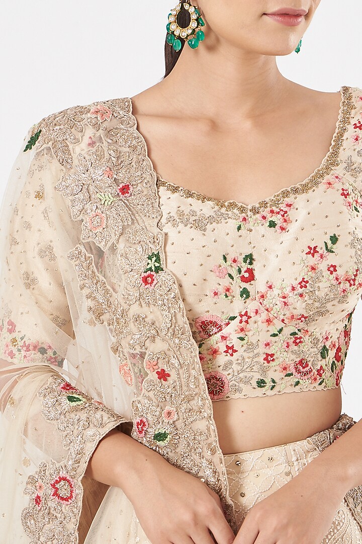 Nude Bridal Lehenga Set With Hand Embroidery by Dolly J at Pernia's Pop Up Shop