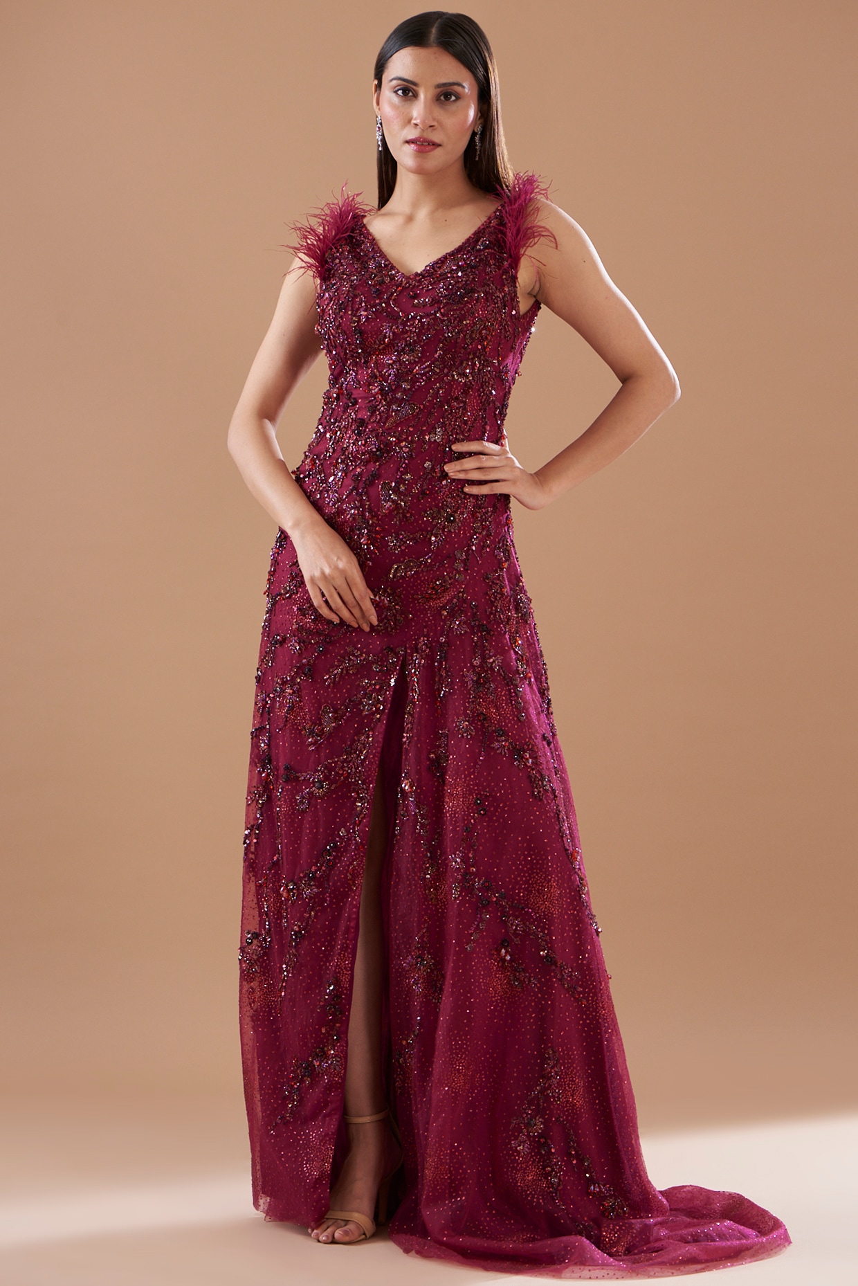Maroon Gown for Debut, Santacruzan, etc., Women's Fashion, Dresses & Sets,  Evening dresses & gowns on Carousell
