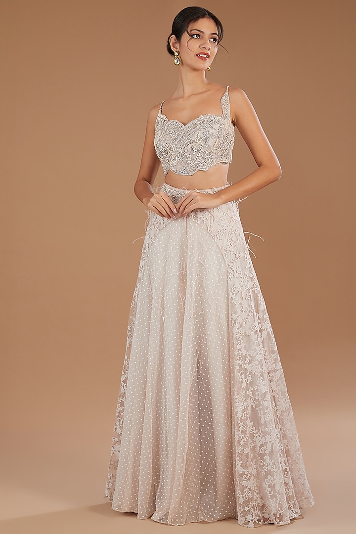 Ivory Tulle Bridal Sharara Set by Dolly J at Pernia's Pop Up Shop