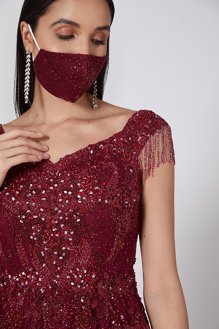 Scarlet Shimmer Bridal Gown With Trail by Dolly J at Pernia's Pop Up Shop