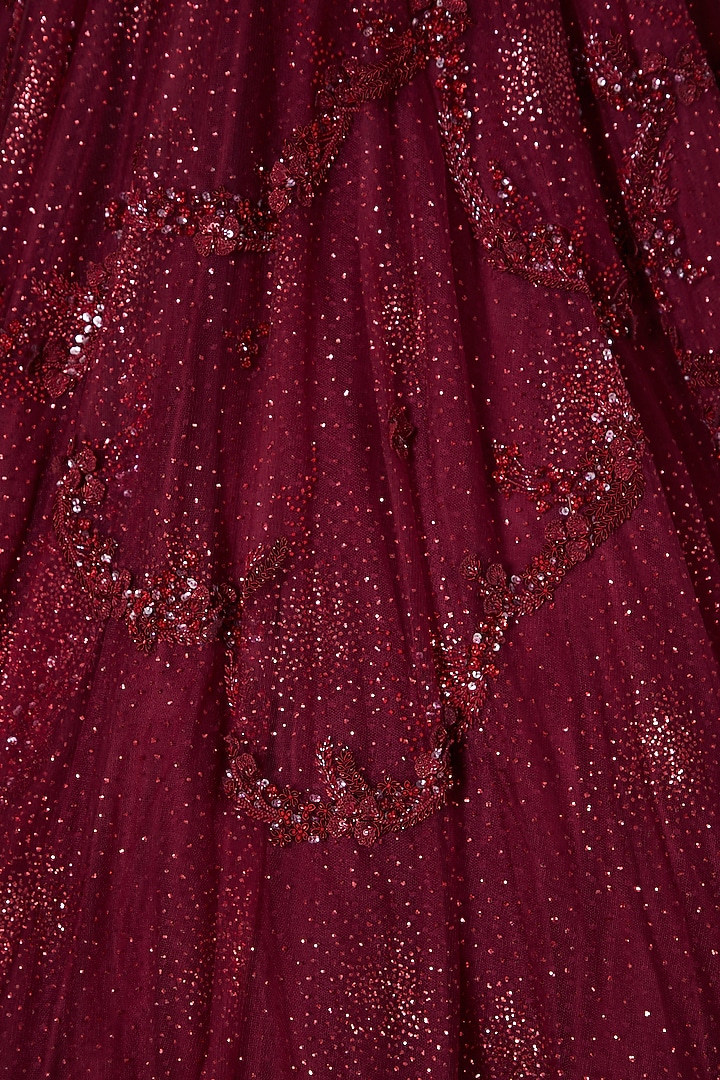 Scarlet Shimmer Bridal Gown With Trail by Dolly J at Pernia's Pop Up Shop