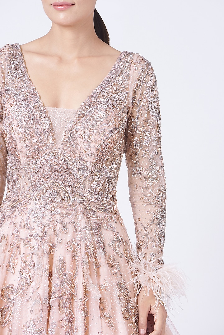 Blush Pink Sequins Embroidered Gown by Dolly J at Pernia's Pop Up Shop