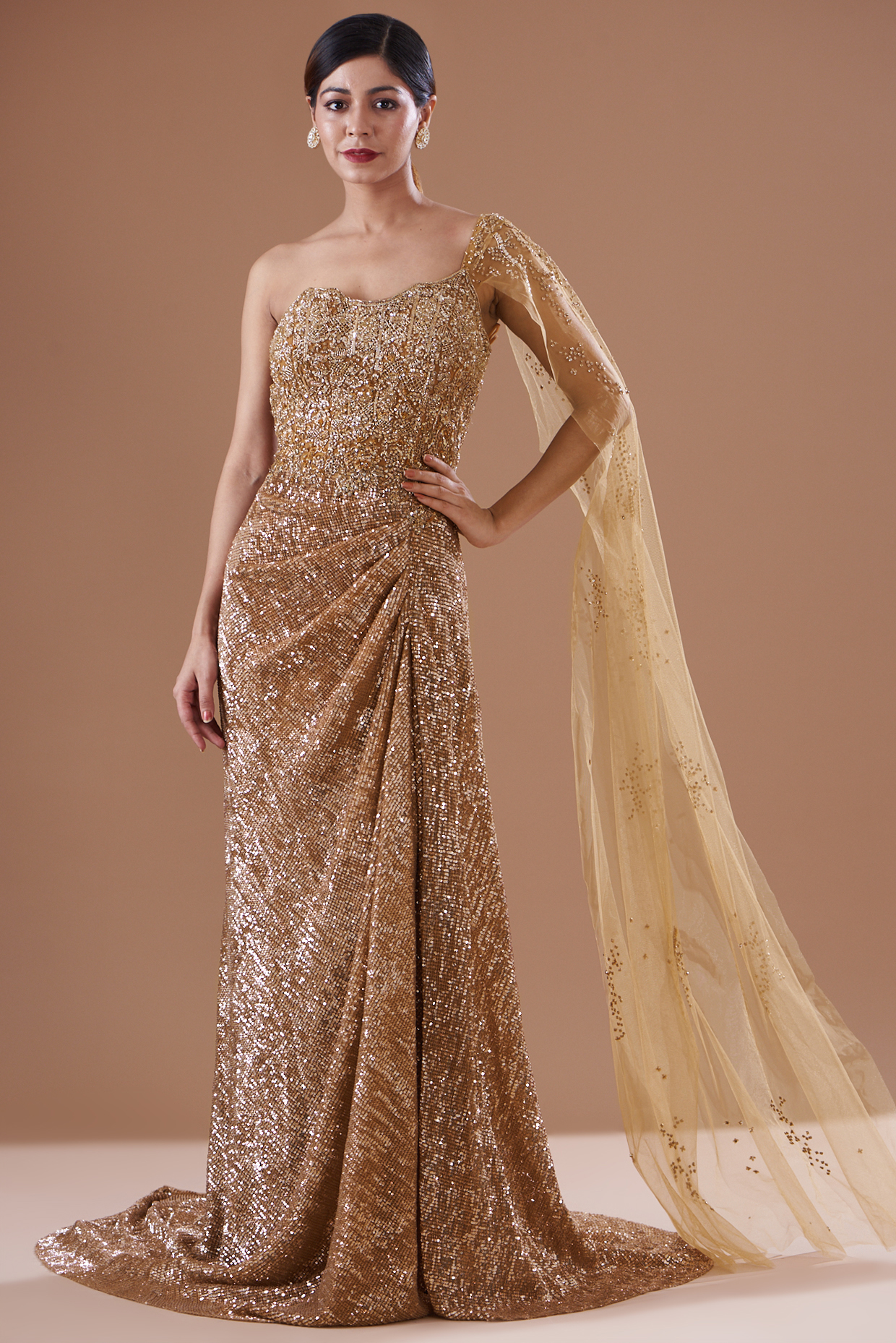 Black Golden Shimmer Evening Gown | Long gown design