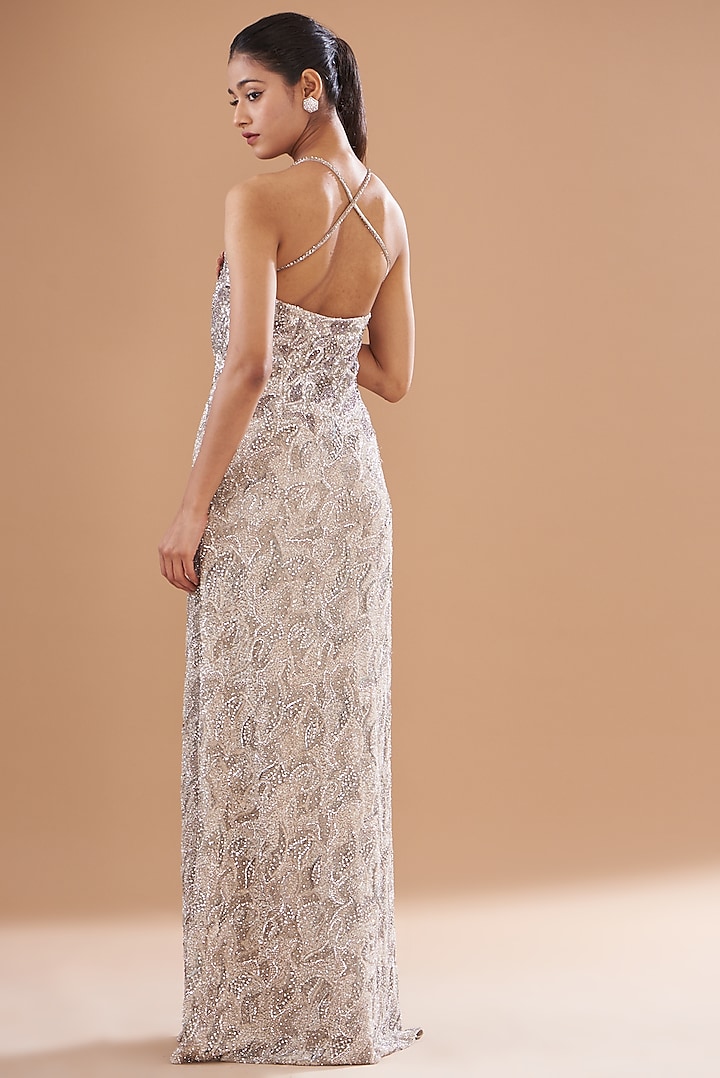 Ivory Tulle & Net Embellishments Bridal Gown by Dolly J at Pernia's Pop Up Shop