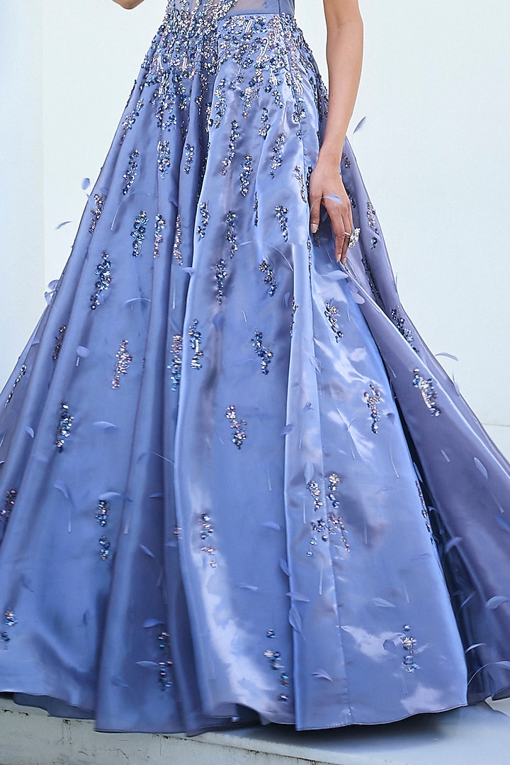 Pale Purple Organza Sequins & Cutdana Embroidered Wedding Gown by Dolly J at Pernia's Pop Up Shop
