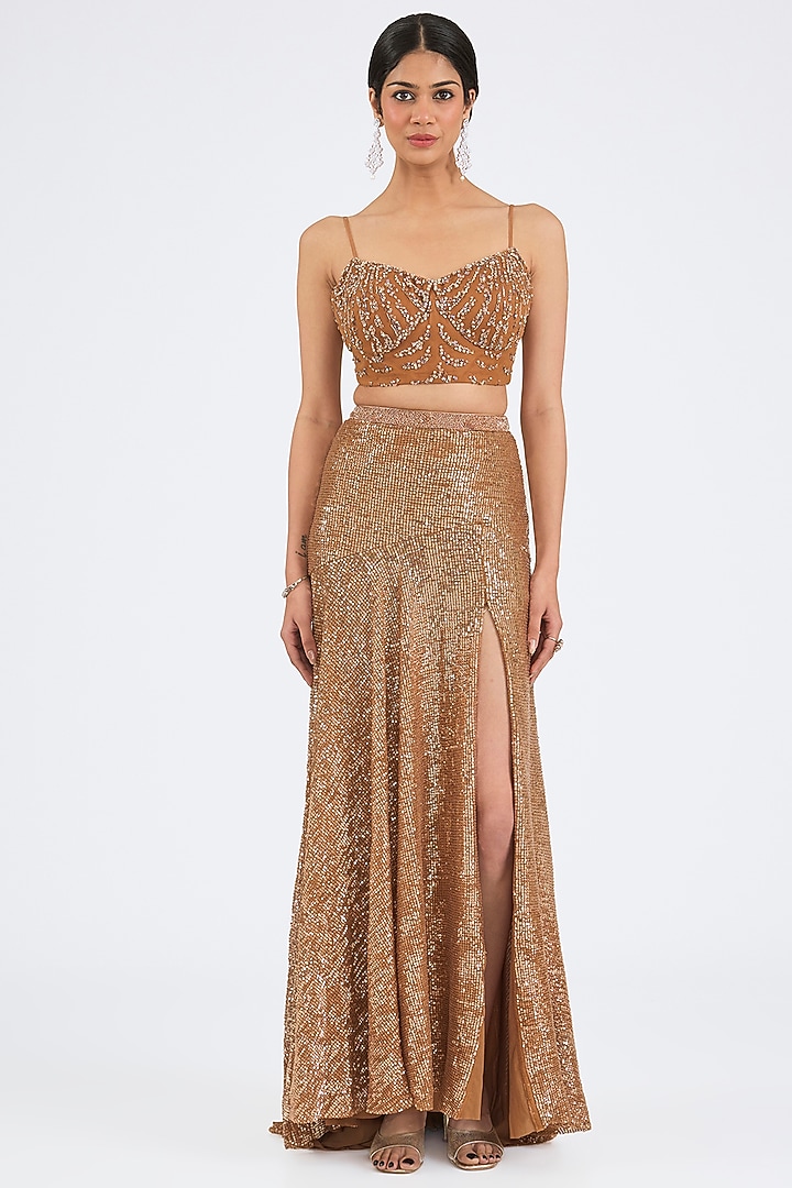 Gold Sequins Skirt Set by Dolly J at Pernia's Pop Up Shop