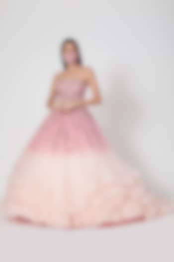 Blush Pink Ombre Three Layered Bridal Gown by Dolly J at Pernia's Pop Up Shop