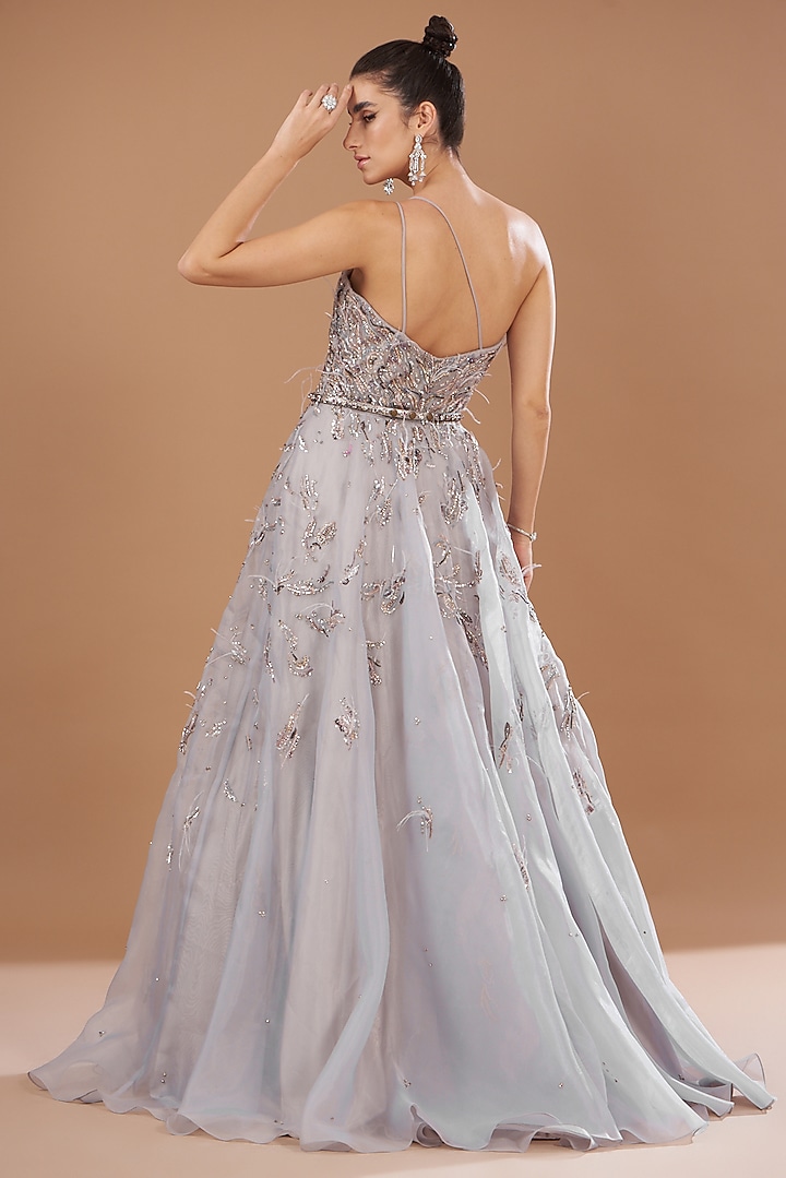 Lavender Organza Embellished Bridal Gown by Dolly J at Pernia's Pop Up Shop