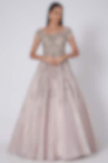 Blush Pink Embroidered Gown by Dolly J