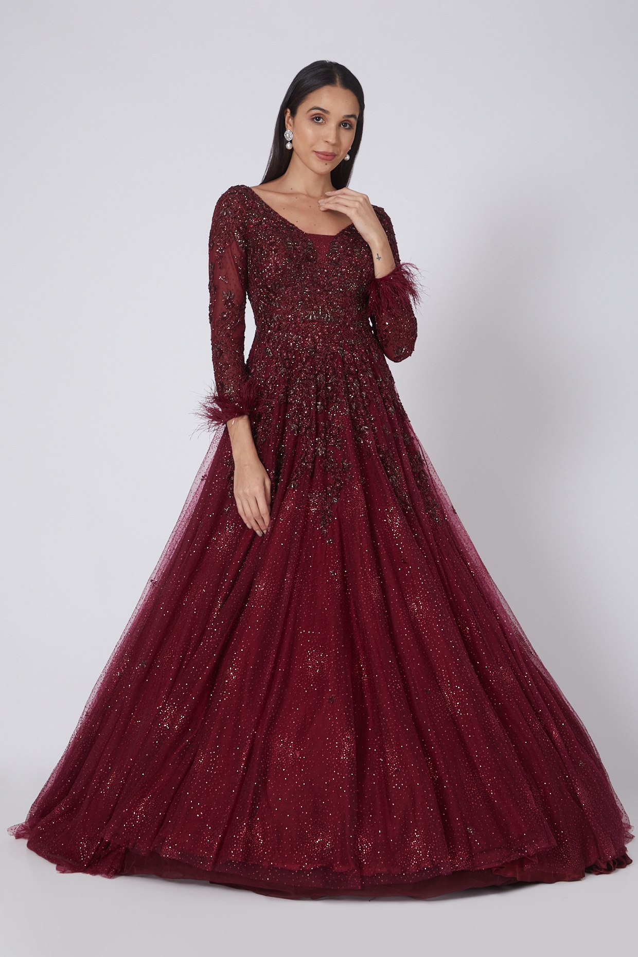 Plum ball gown fashion