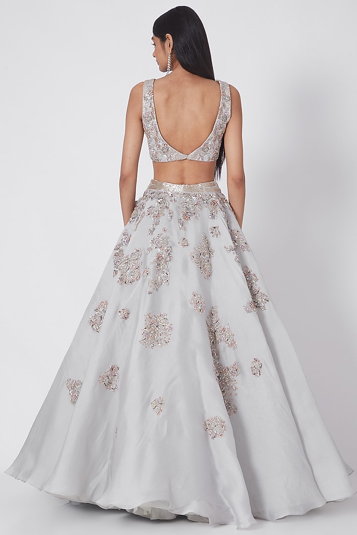 Grey Embroidered Bridal Lehenga Set by Dolly J at Pernia's Pop Up Shop