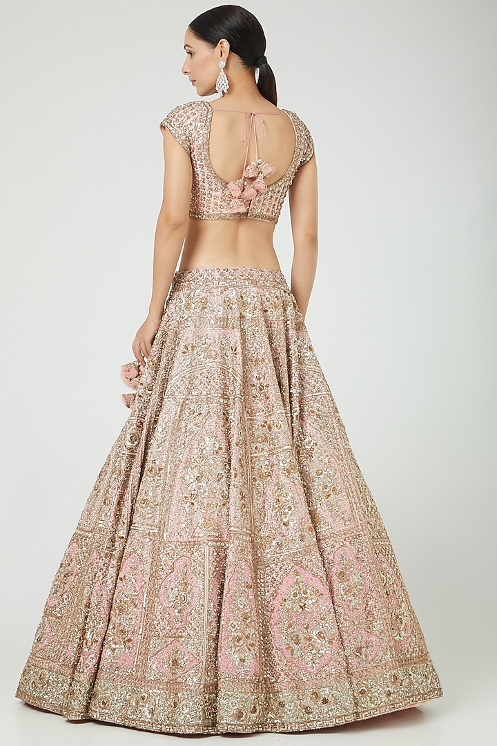 Blush Pink Organza Bridal Lehenga Set by Dolly J at Pernia's Pop Up Shop