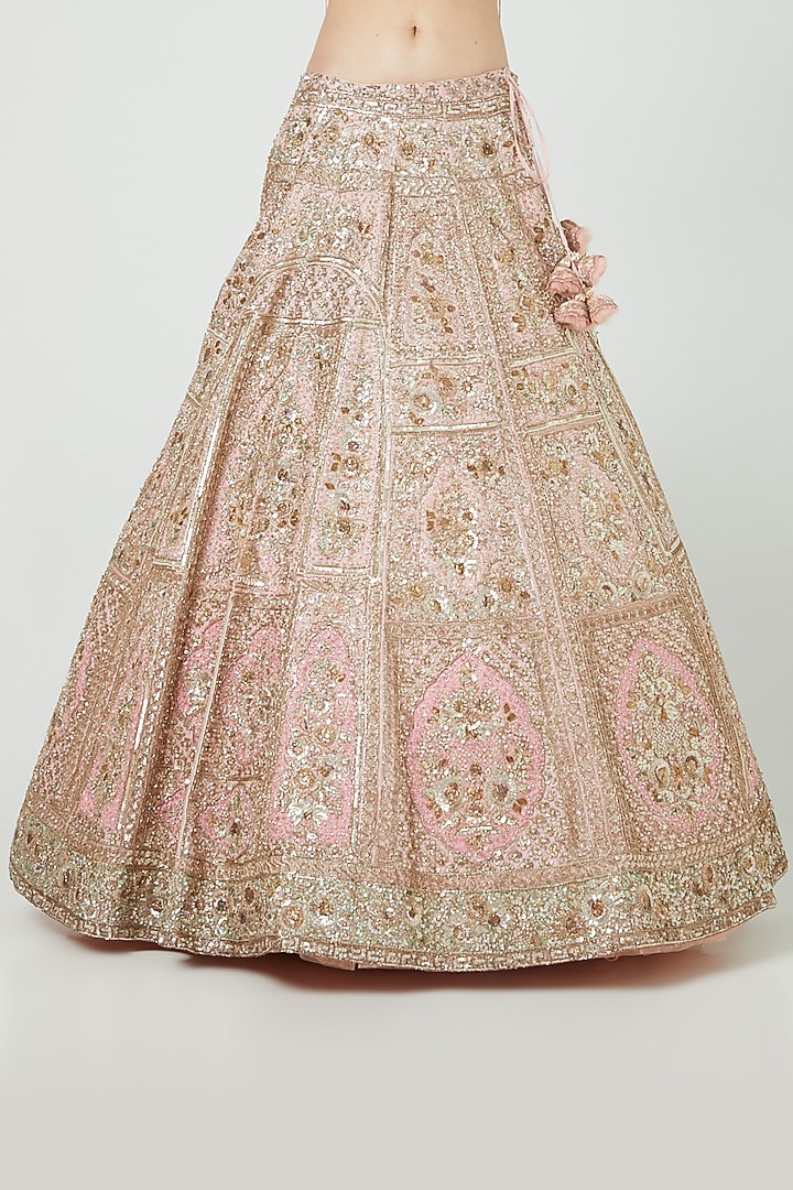 Blush Pink Organza Bridal Lehenga Set by Dolly J at Pernia's Pop Up Shop