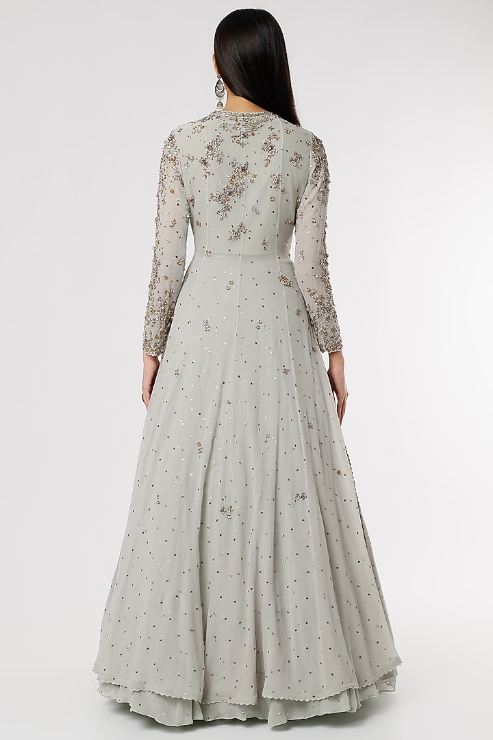 Grey Embroidered Wedding Lehenga Set by Dolly J at Pernia's Pop Up Shop