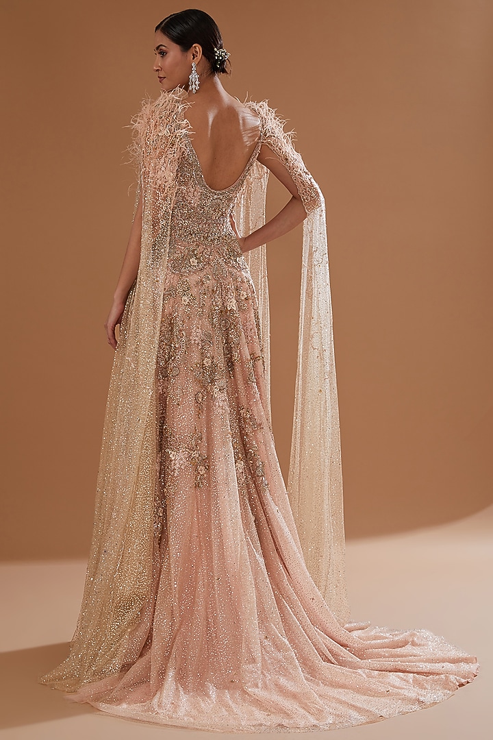 Rose Pink Shimmer Tulle Bridal Gown by Dolly J at Pernia's Pop Up Shop