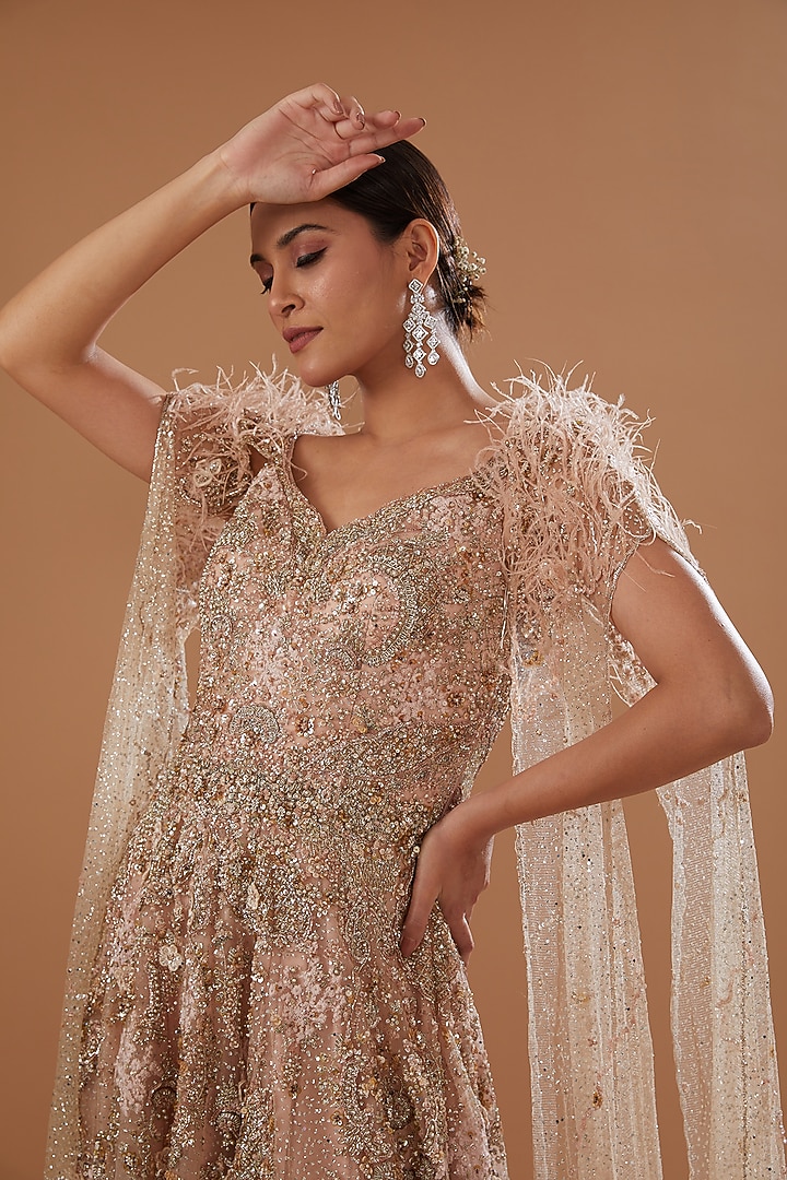 Rose Pink Shimmer Tulle Gown by Dolly J at Pernia's Pop Up Shop 2026