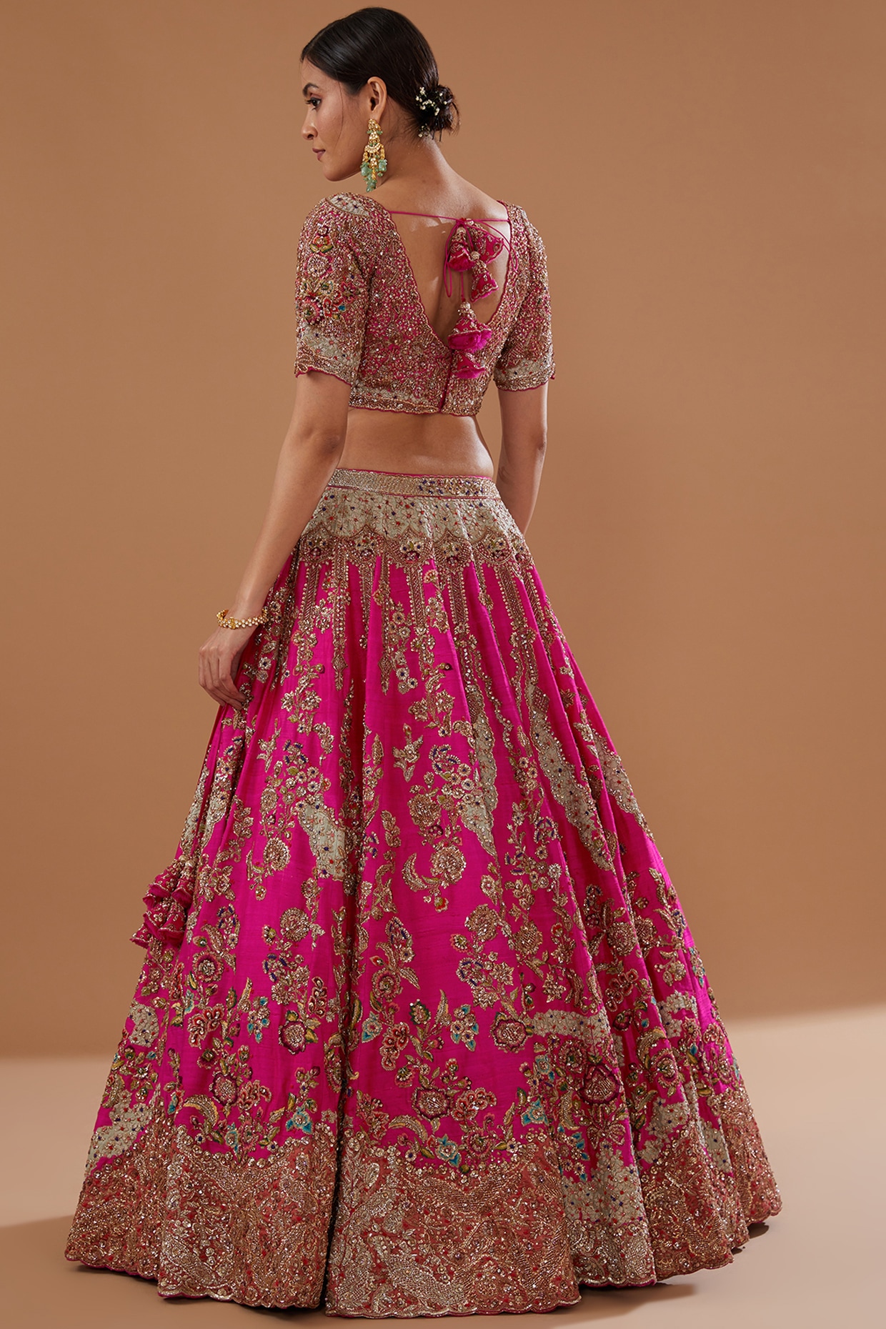 Fuchsia Red Bridal Silk Lehenga Set - Nitika Gujral- Fabilicious Fashion