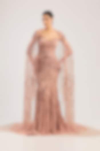 Blush Georgette Hand Embroidered Bridal Lehenga Set by Dolly J at Pernia's Pop Up Shop