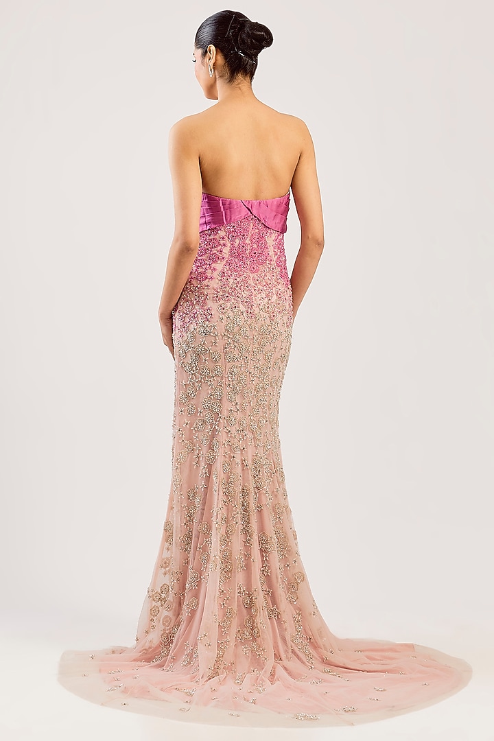 Blush Net Hand Embroidered Bridal Gown by Dolly J at Pernia's Pop Up Shop