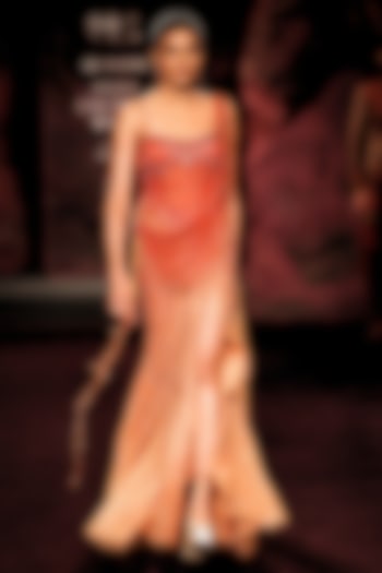 Ember Rust Ombre Tulle Crystal Embellished Bridal Gown by Dolly J at Pernia's Pop Up Shop